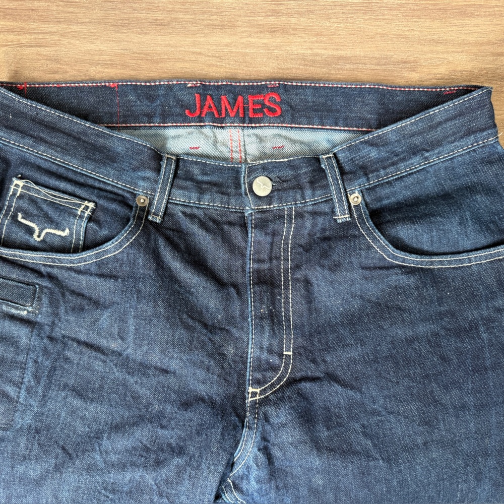 Kimes Ranch 33x34 Dark Blue Denim Jeans with Red Stitching